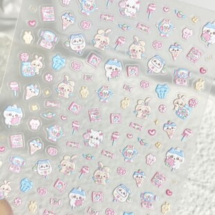 可爱吉伊卡哇chiikawa浮雕美甲贴纸吉伊乌萨奇手机壳diy装饰贴