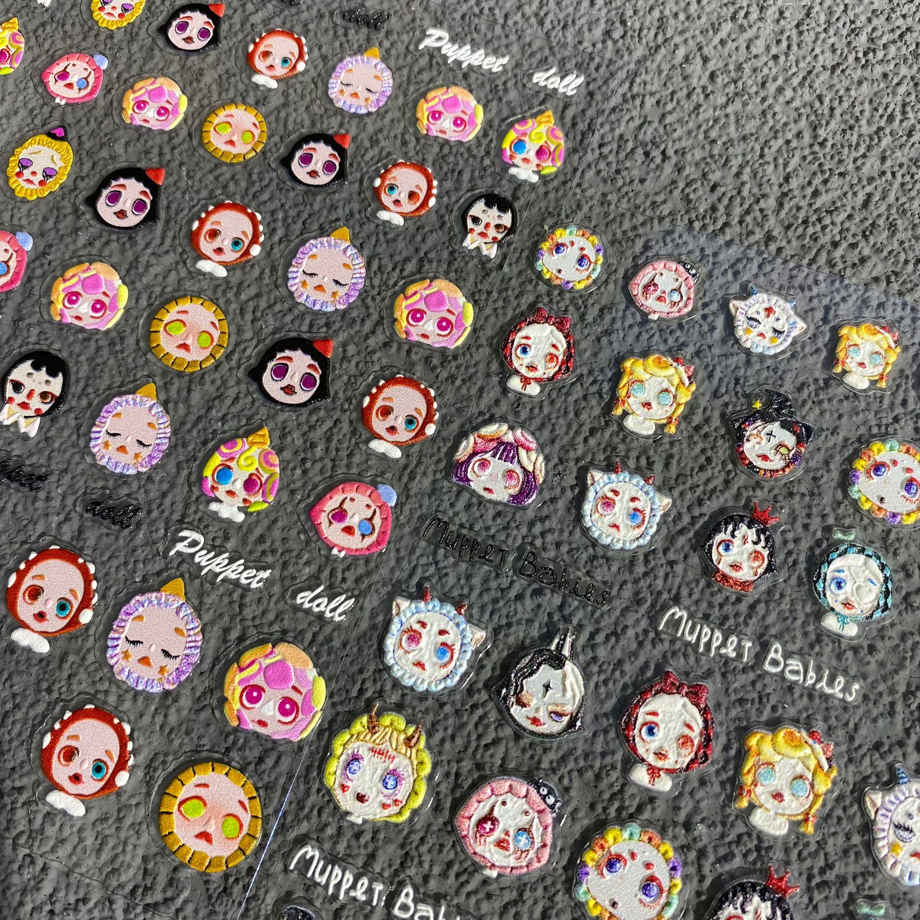 暗黑风ins日系浮雕美甲贴纸