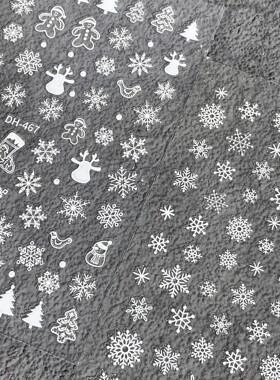 秋冬圣诞白色雪花美甲贴纸