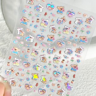 新款卡通线条小狗浮雕美甲贴纸可爱狗狗水杯ccd手机壳diy指甲贴