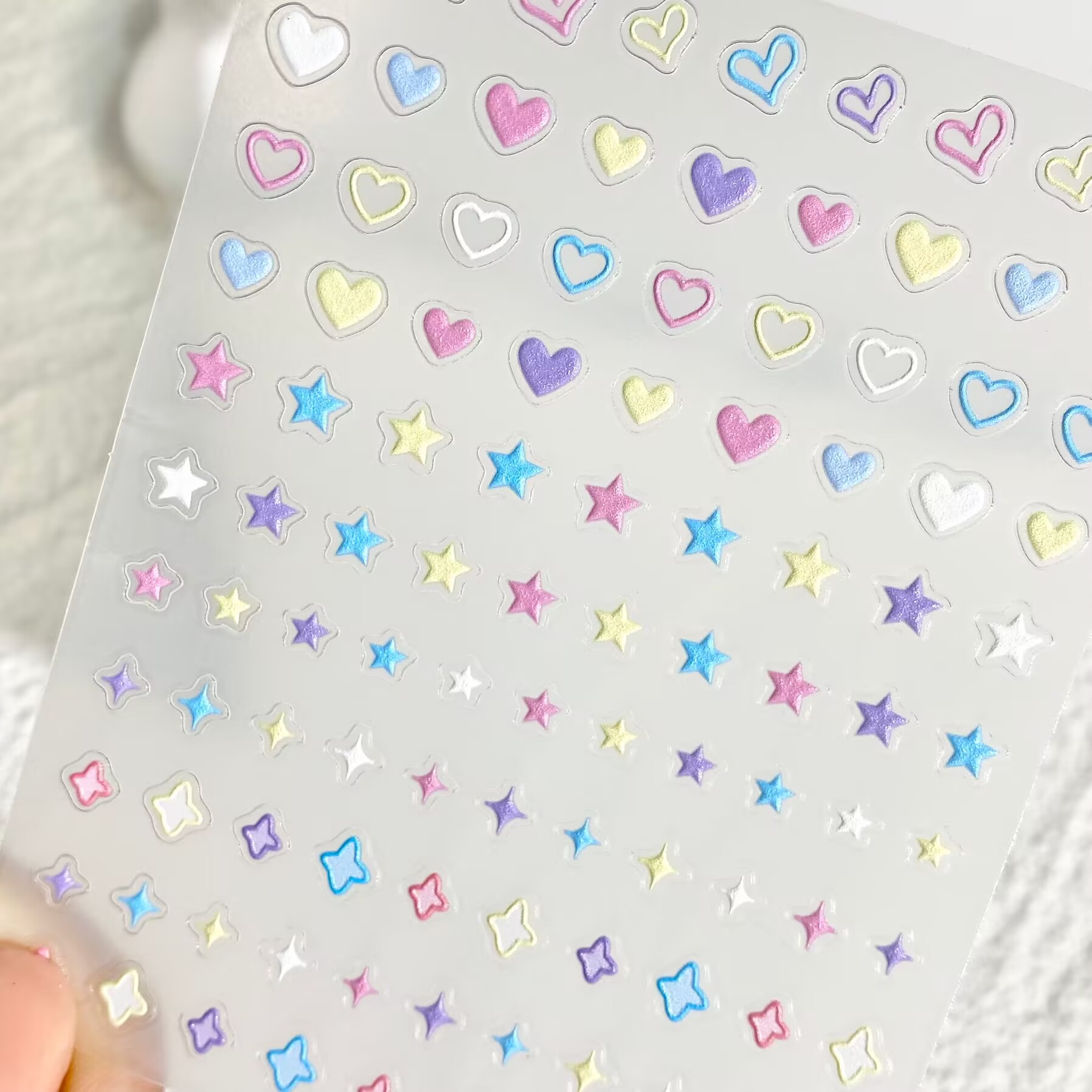 马卡龙星芒爱心星星浮雕美甲贴纸