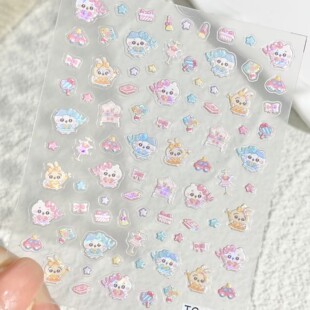 可爱卡通Chiikawa吉伊小八乌萨奇浮雕美甲贴纸水杯ccd手机壳diy贴