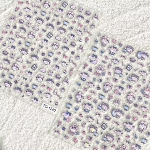 卡通可爱美乐蒂浮雕美甲贴纸粉紫色melody手机壳平板ccd指甲贴