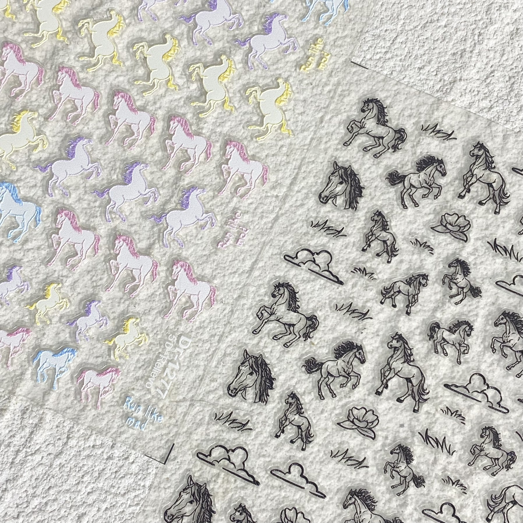 新款简约威武骏马浮雕美甲贴纸万马奔腾防水背胶手机壳指甲装饰贴