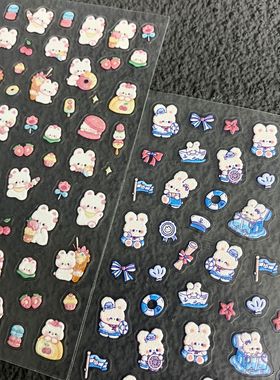 可爱食玩大白兔奶糖小兔浮雕美甲贴纸萌萌兔兔手账手机壳指甲贴