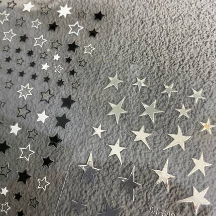 爆款黑白色不规则五角星美甲贴纸镂空小星星防水背胶指甲装饰贴