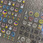 趣味搞怪可爱爱心笑脸浮雕美甲贴纸彩色涂鸦表情手账diy指甲ccd贴