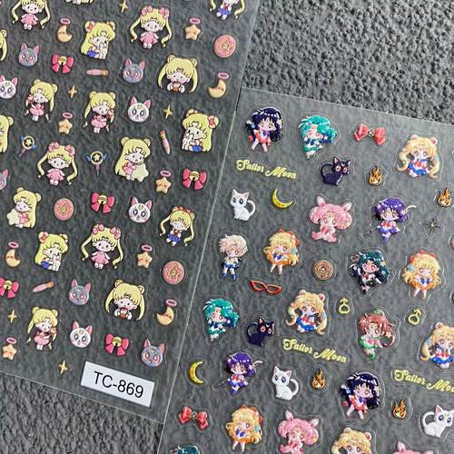 可爱美少女战士水冰月浮雕美甲贴纸月野兔手账CCD水杯平板指甲贴