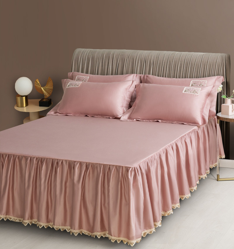 轻奢100支长绒棉纯棉床裙式床罩套件全棉花边防滑床单4床上用品三,床上用品,床裙,淘宝优惠券,粉丝福利购,淘宝优惠卷