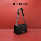 2025新款 BOAT TAIL&CK轻奢真皮链条包包女式 高端大气黑色斜挎包