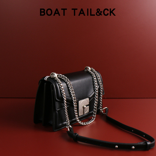 BOAT TAIL&CK轻奢小众黑色百搭真皮包包女式2025新款链条斜挎包