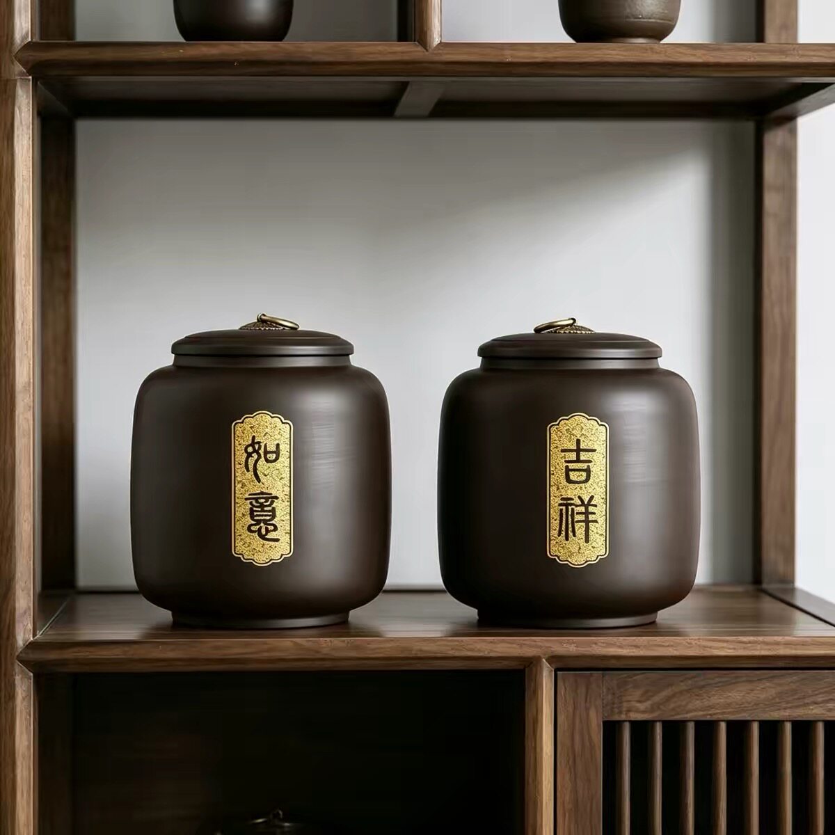 原矿紫砂茶叶罐储茶罐家用防潮精品高档雕刻描金工艺茶叶空礼盒装