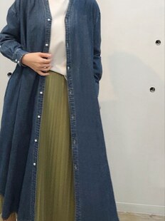 初原家女士牛仔宽松连衣裙日系春秋女款长款衬衣贵牌长袍