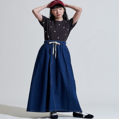 日系女款松紧腰A字半身裙