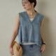 初原家女士毛边马甲高端面料女款 日系宽松贵牌 背心牛仔百搭时尚