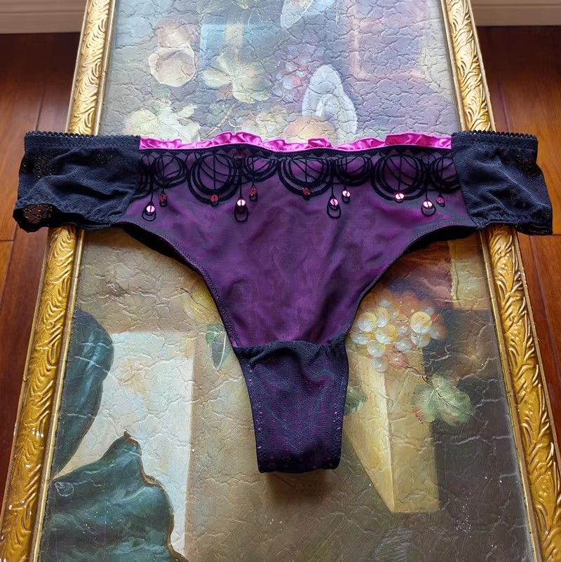 艾塔丽丝  欧美精品女士内裤网纱亮片性感丁字裤适合臀围34353637