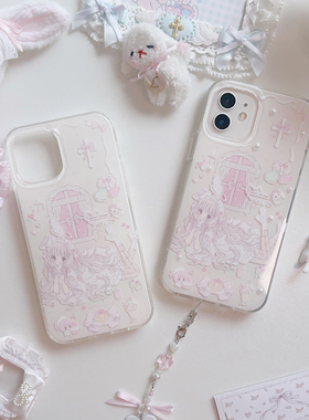 原创设计小叽茶话会系列梦幻imd双层印花珍珠手机壳亮面可爱少女苹果15系列 15 pro 大孔保护壳 适用于苹果