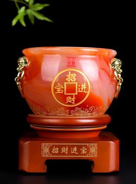 开业客厅聚宝盆摆件琉璃玉招财