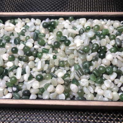 500克新疆和田玉鱼缸料天然原石散珠子手工编织DIY配饰玉石碎石