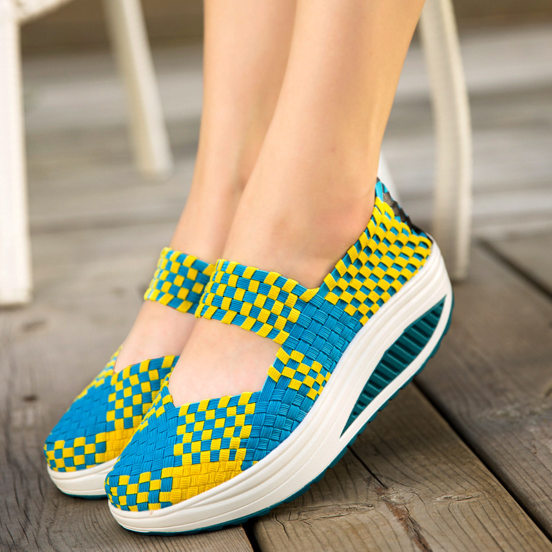 夏季女士搖搖鞋厚底增高5CM手工編織鞋皮筋女鞋運動鞋媽媽健步鞋在類目 女鞋, 低幫鞋中 - 來自Buy2taobao.com提供專業的淘寶代購服務