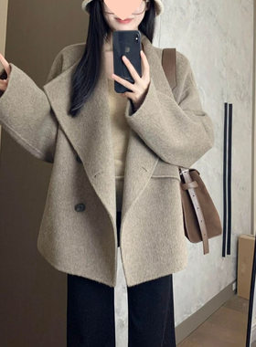 韩系毛呢子大衣女2026新款小个子宽松毛呢外套气质秋冬款慵懒风