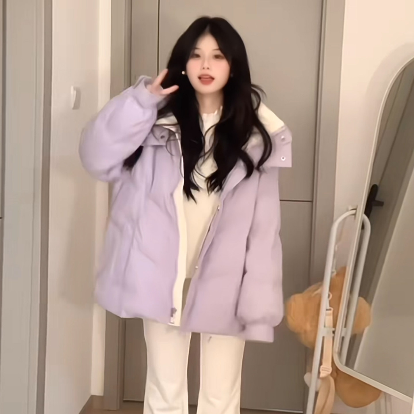 短款紫色羽绒服女2025新款爆款冬季小个子棉服女款冬装厚外套棉袄