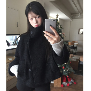 已出货 chic韩版圈圈毛毛呢短款夹棉外套女宽松休闲长袖上衣25491