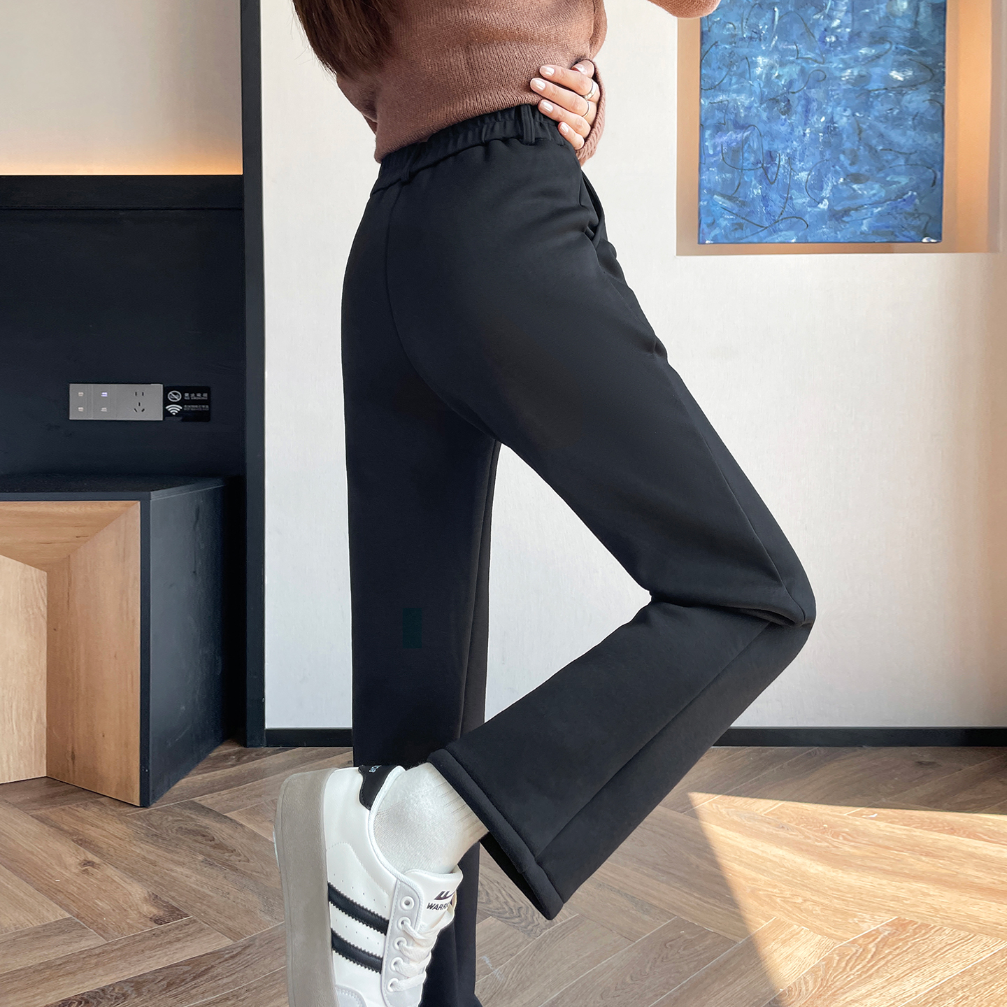 羊羔绒裤子女秋冬新款胖妹妹mm大码东北棉裤加绒加厚西装直筒女裤