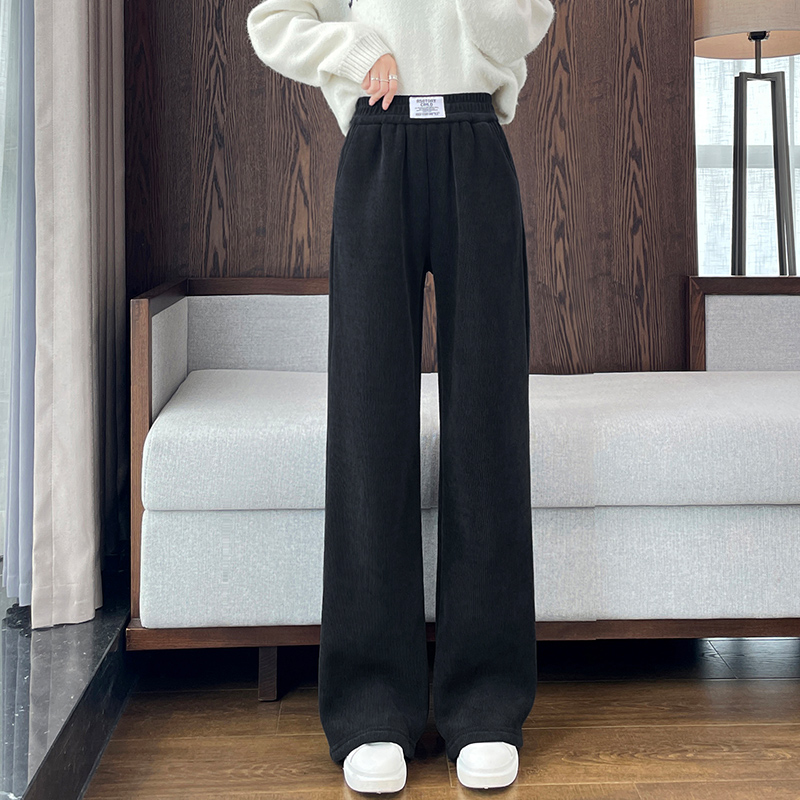 特厚羊羔绒裤子女加绒阔腿裤秋冬2025新款灯芯绒加厚雪尼尔棉裤女