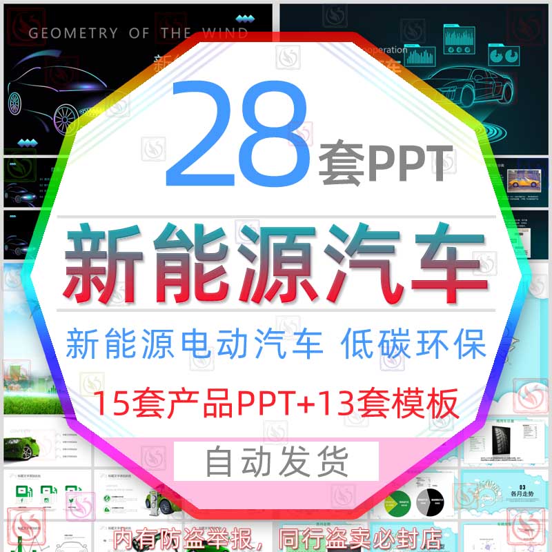 新能源汽车简介讲解市场分析PPT模板电动汽车绿色低碳环保节能