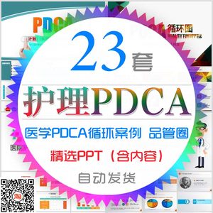 医疗护理PDCA循环案例品管圈成果汇报PPT模板医生护士工作方法wps