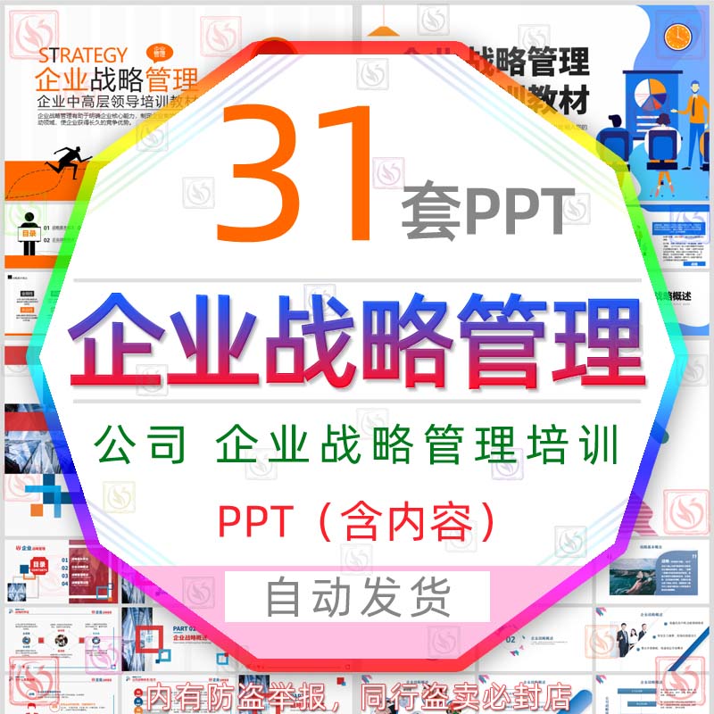 中高层领导企业战略管理培训PPT模板公司合作战略管理框架体系wps