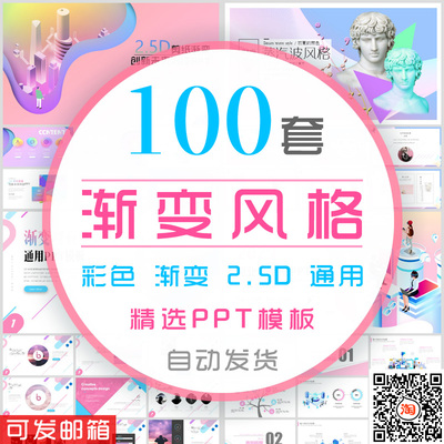 创意多彩渐变工作汇报PPT模板彩色科技商业计划书商务报告总结ppt