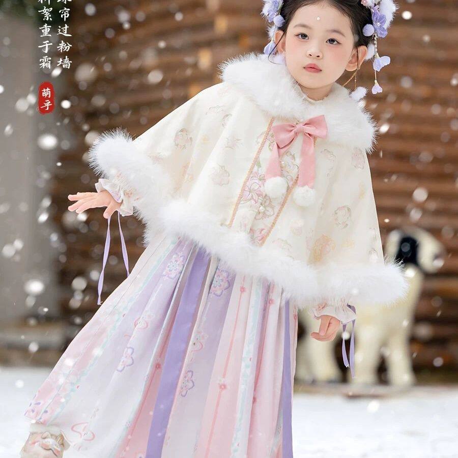 汉服女童冬季2025新款儿童国风加绒古风连衣裙小女孩高端仙气襦裙