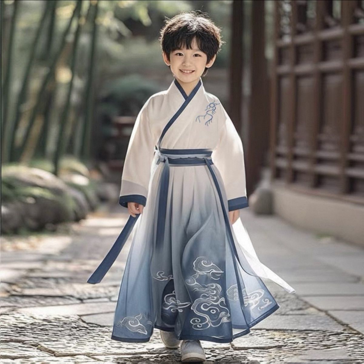 新款儿童汉服男童季古风国学秋季中国风唐装男孩古装中秋节演出服