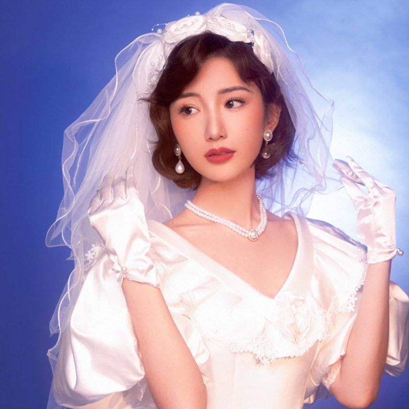 新娘饰品婚礼头饰森系婚纱蓬蓬纱