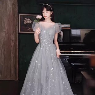 晚礼服女高级感轻奢小众高端高中生毕业典礼星空裙女孩成人礼礼服