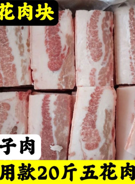 商用20斤冷冻生鲜猪五花肉大肉块100片左右合成把子肉快餐食材6斤