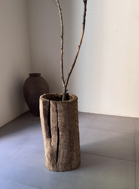 古旧禅意空间装饰枯木收藏摆件创意枯木插花桶枯木朽木26119