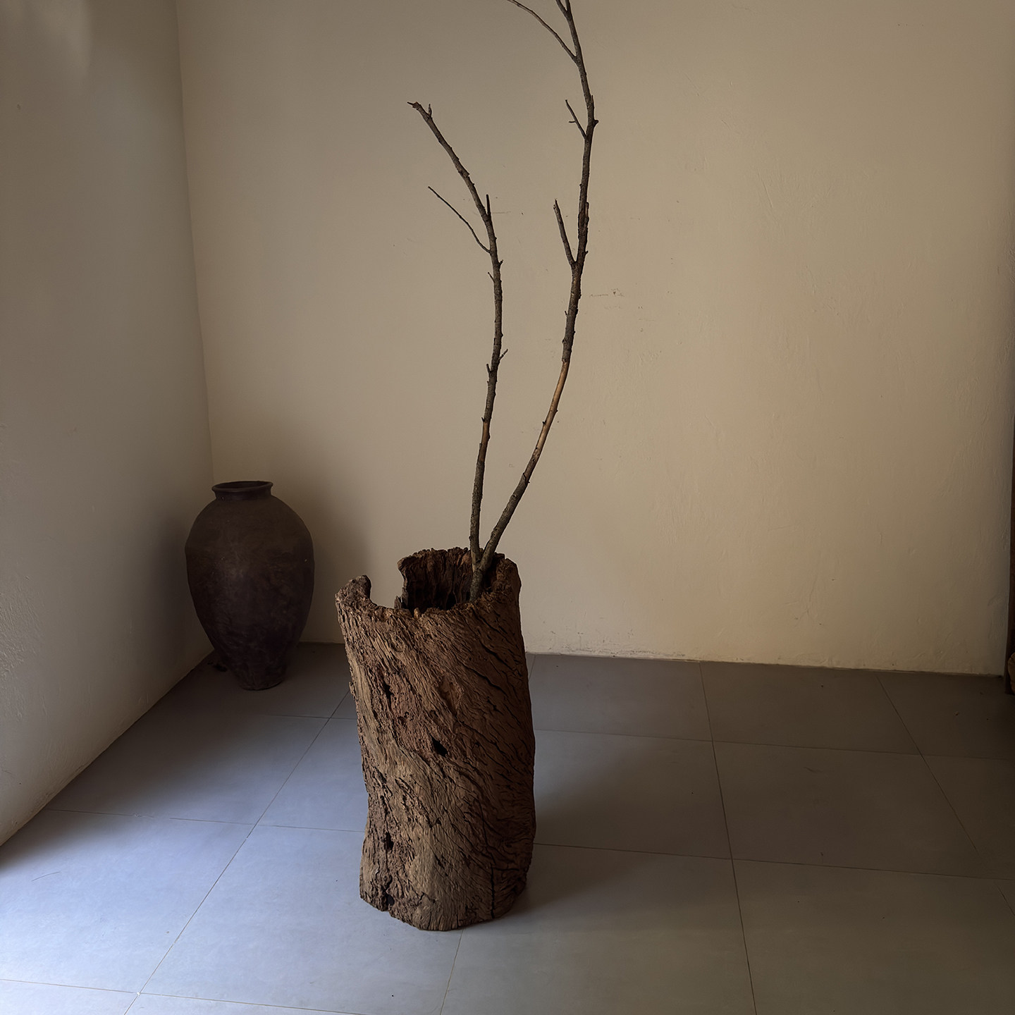 古旧天然枯木侘寂风空间枯木插花桶风化木老木头枯木桶26120