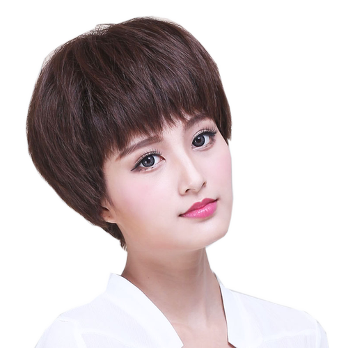 假发女短发直bobo波波头蓬松真发套自然显年轻减龄网红新款V98