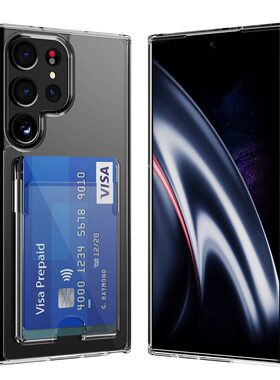 卡包一体适用三星s26ultra手机壳透明S23Ultra插卡保护套S22ultra新款门禁信用卡S25U卡槽S24U卡套+男女防摔