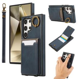 卡包指环适用三星s24ultra手机壳卡夹s23+plus收纳包s22uitra零钱包A15 5G高端皮革a55a35a25挂绳手机壳S24