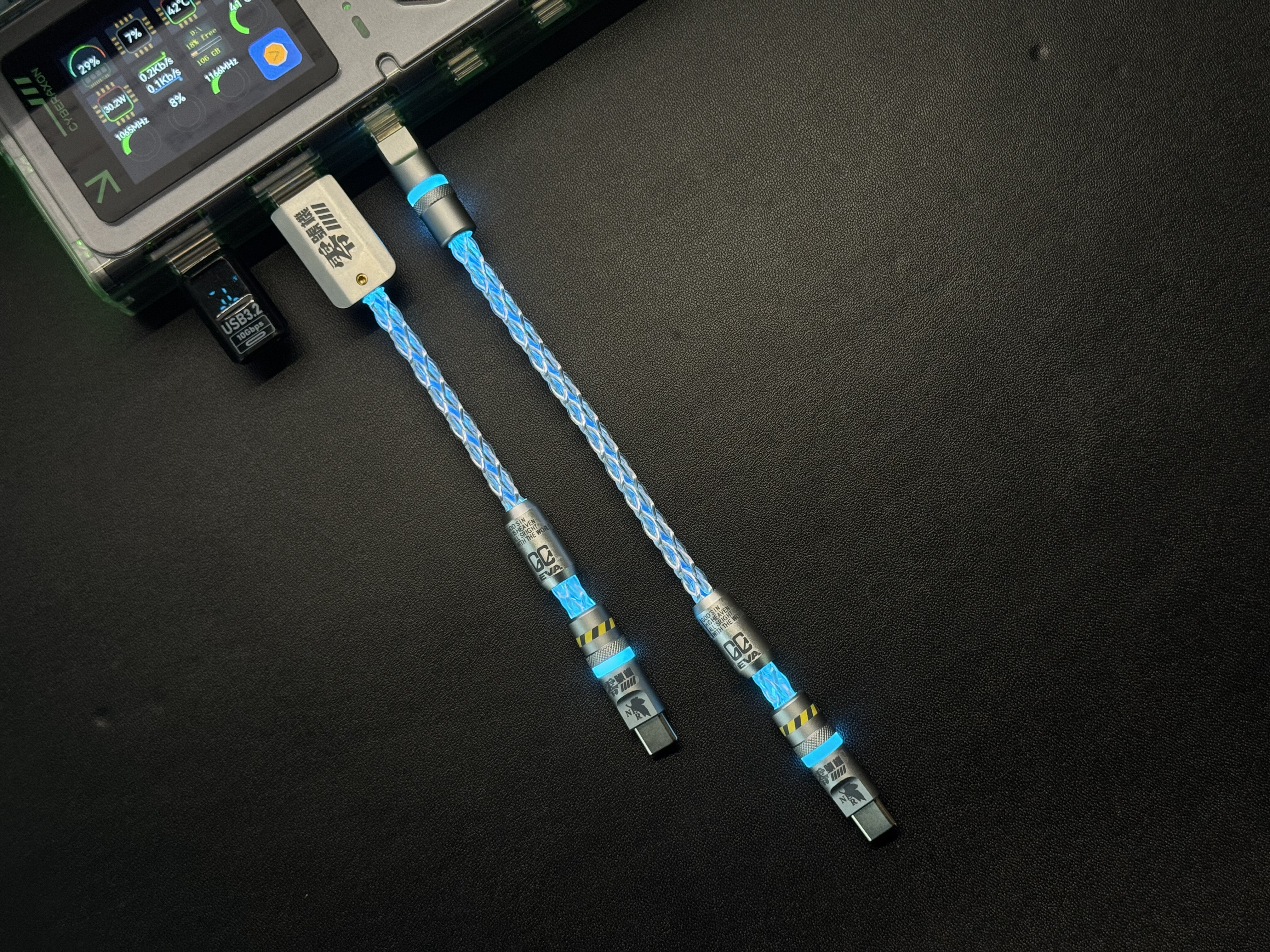 EVA零号机客制化diy单晶铜发光高端8k电竞键盘航插线hub短数据线