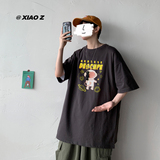 2026夏新款字母太空人大码圆领短袖T恤情侣A025-T7180-P25控38，男装T恤，电商A025