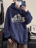 W592A-P55控78加绒652025秋新款重磅雪山印花连帽卫衣情侣，男装卫衣，电商A025