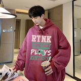 W576A-P55控78加绒652025秋装游戏手柄字母宽松连帽卫衣潮，男装卫衣，电商A025