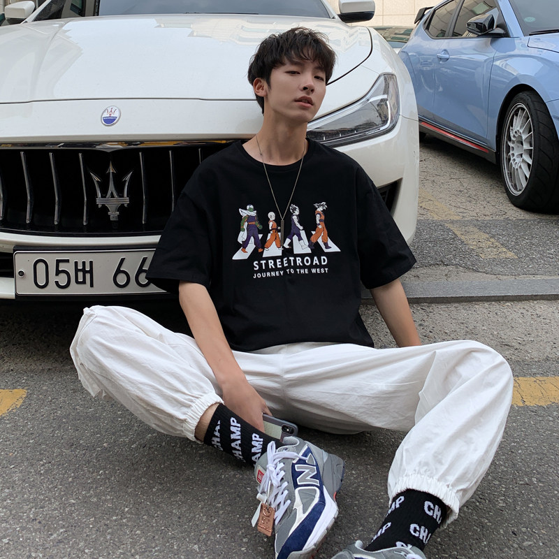 2026夏装字母龙珠西游印花宽松圆领短袖T恤A025-T713-P30控39,男装T恤,电商A025