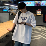 2026夏装新款ins风数字宽松圆领短袖T恤情侣A025-T7188-P25控38，男装T恤，电商A025