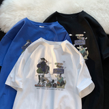 T7520A-P25控38@2025夏季动物女孩印花宽松圆领短袖T恤中性，男装T恤，电商A025
